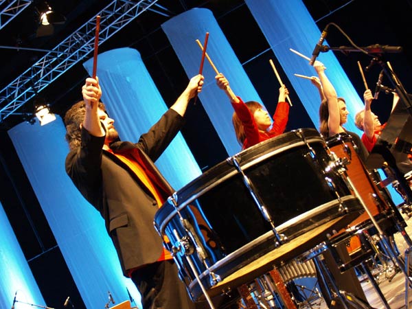 Percurama Percussion Ensemble, Royal Academy of Music, Copenhagen, performing in a concert.